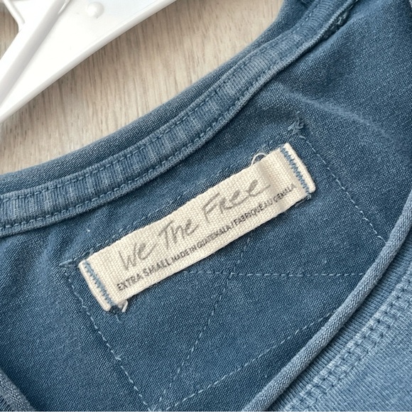 Free People Tee protagonist crop cap sleeve top womens Blue (xsmall) casual boho - Picture 3 of 7